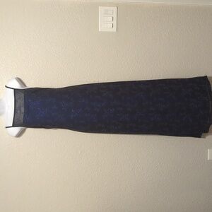 Next Up vintage Y2K blue black glitter mesh floral sleeveless cami maxi dress